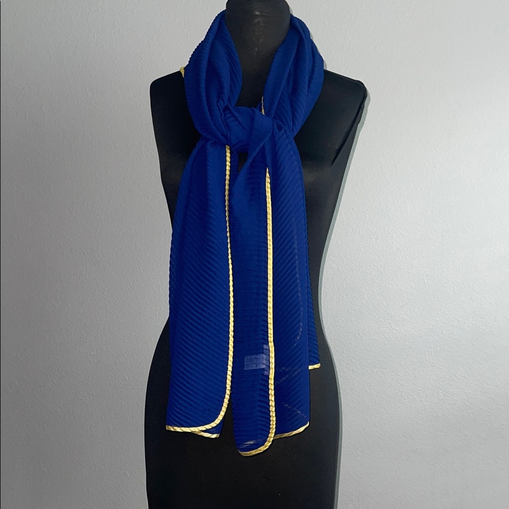 Charming Charlie Blue and Gold Scarf